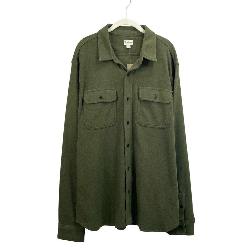 NEW J. Crew Long-sleeve‎ textured sweater-tee shirt Size XL Smokey Moss green